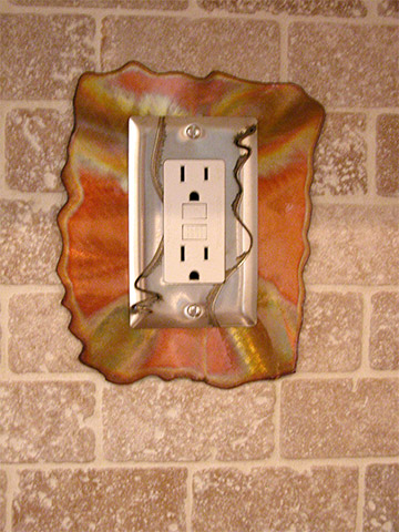  "Switch Plate", Original, Torch Painted Copper & Etched Stainless Steel - Jason Mernick