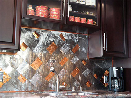 "Kitchen Backsplash", Stainless Steel & Copper, Luxury Condo - Westwood, CA - Jason Mernick