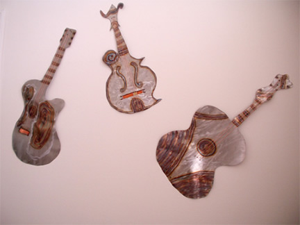 "Guitars", Original, Torch Painted Stainless Steel - Jason Mernick 